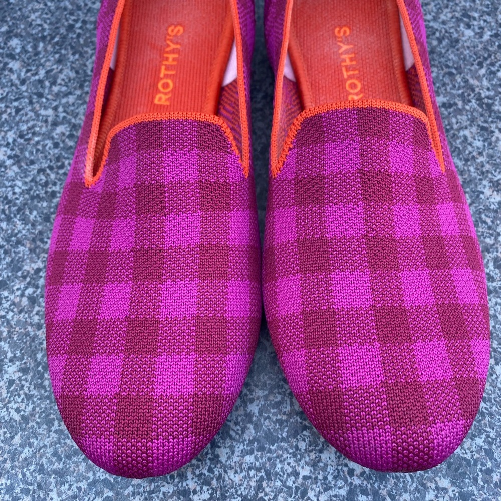 Rothy’s Cherry Gingham Flat Loafers Size 10 Pink - Picture 4 of 8